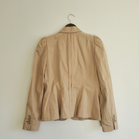 ZARA | Collared Puff Shoulder Single Breasted Beige Blazer Jacket (Size S/M) - Picture 8 of 13